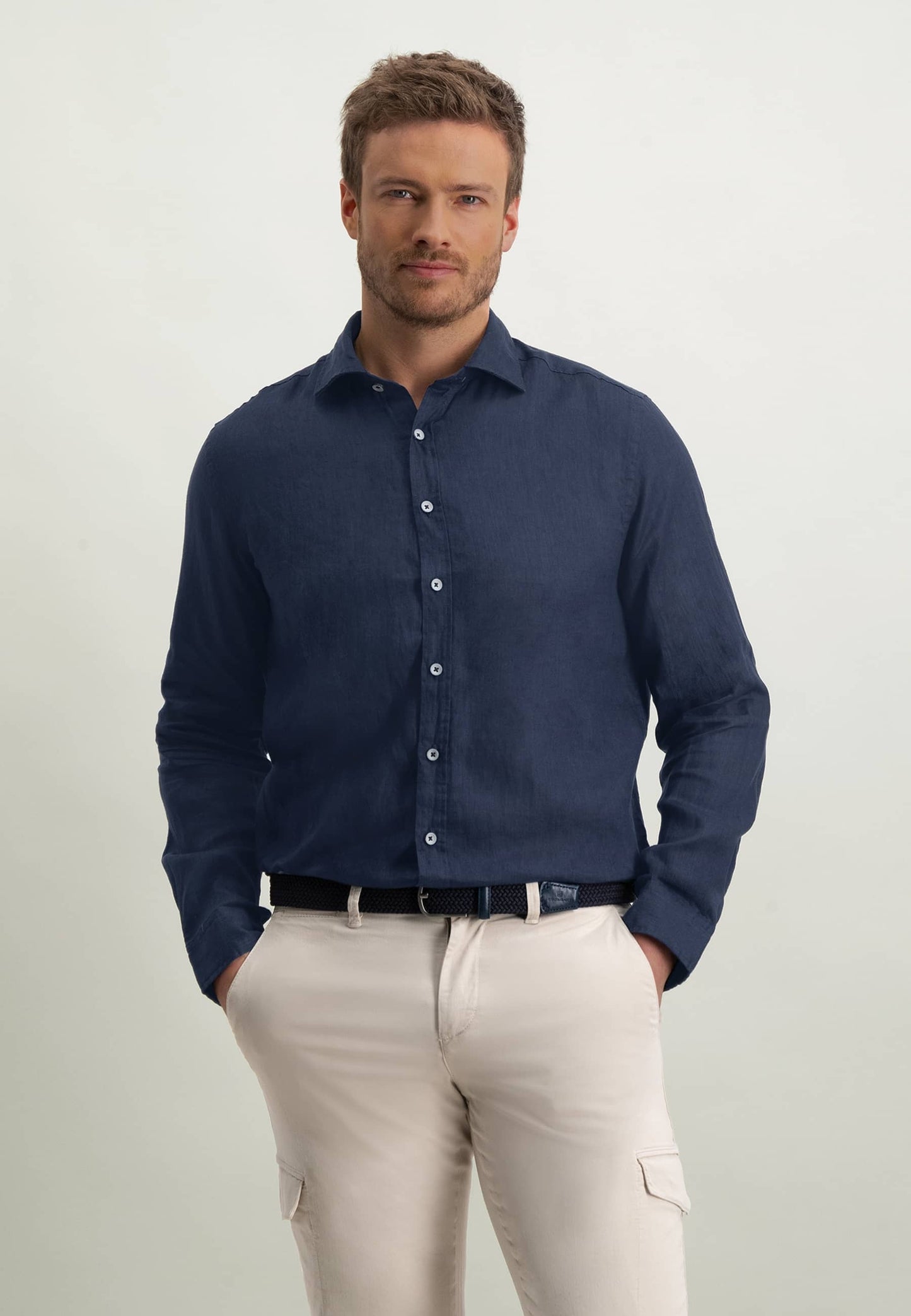 Blue linnen regular fit shirt State of Art - 14314/5600