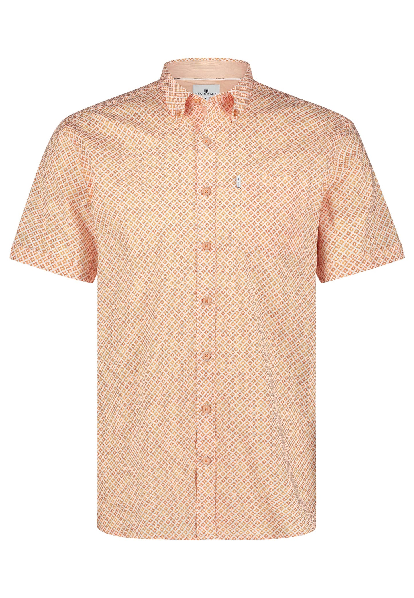 Orange cotton short sleeve regular fit shirt with print State of Art - 15227/1126
