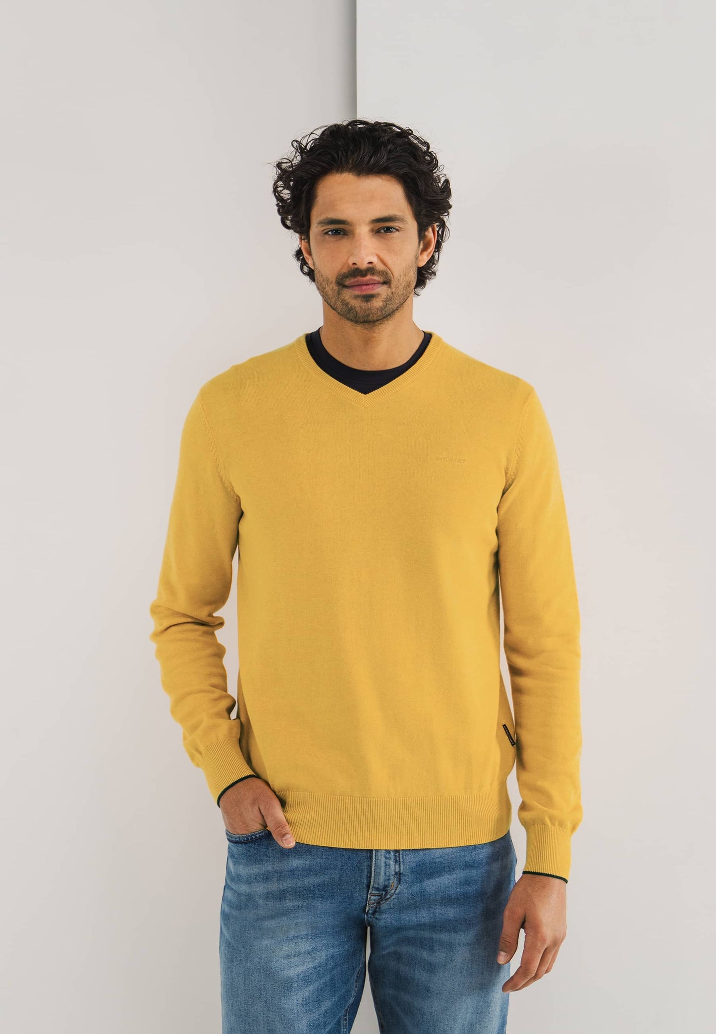 Blauwe katoenen V-hals trui State of Art - 15003/5600
