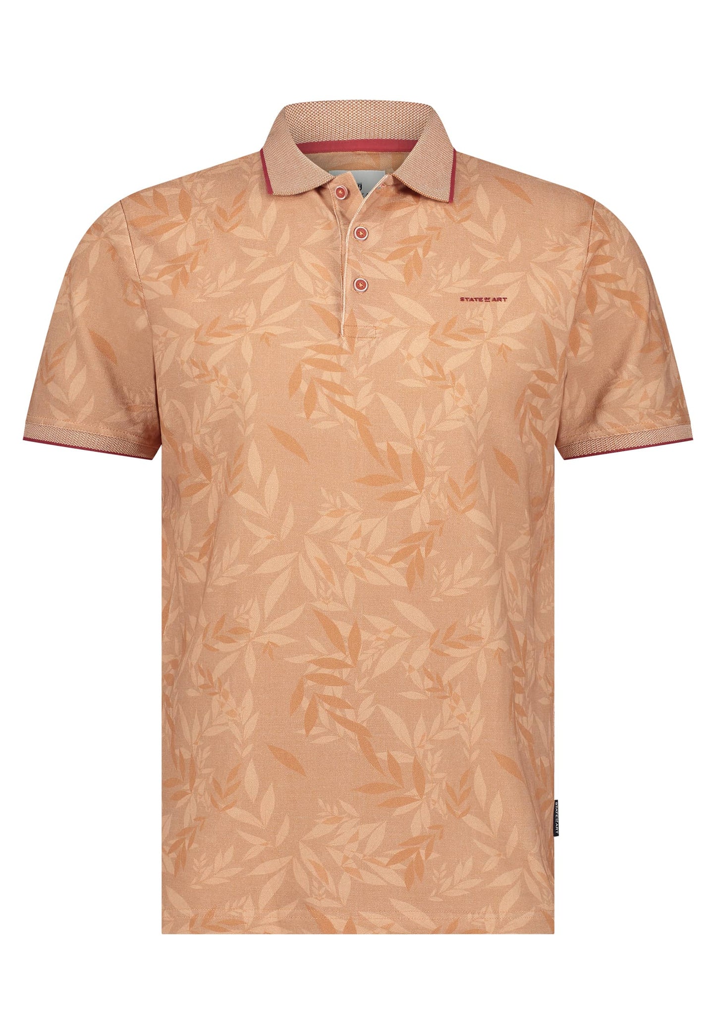 Coral cotton regular fit polo with leaves State of Art - 15413/2629