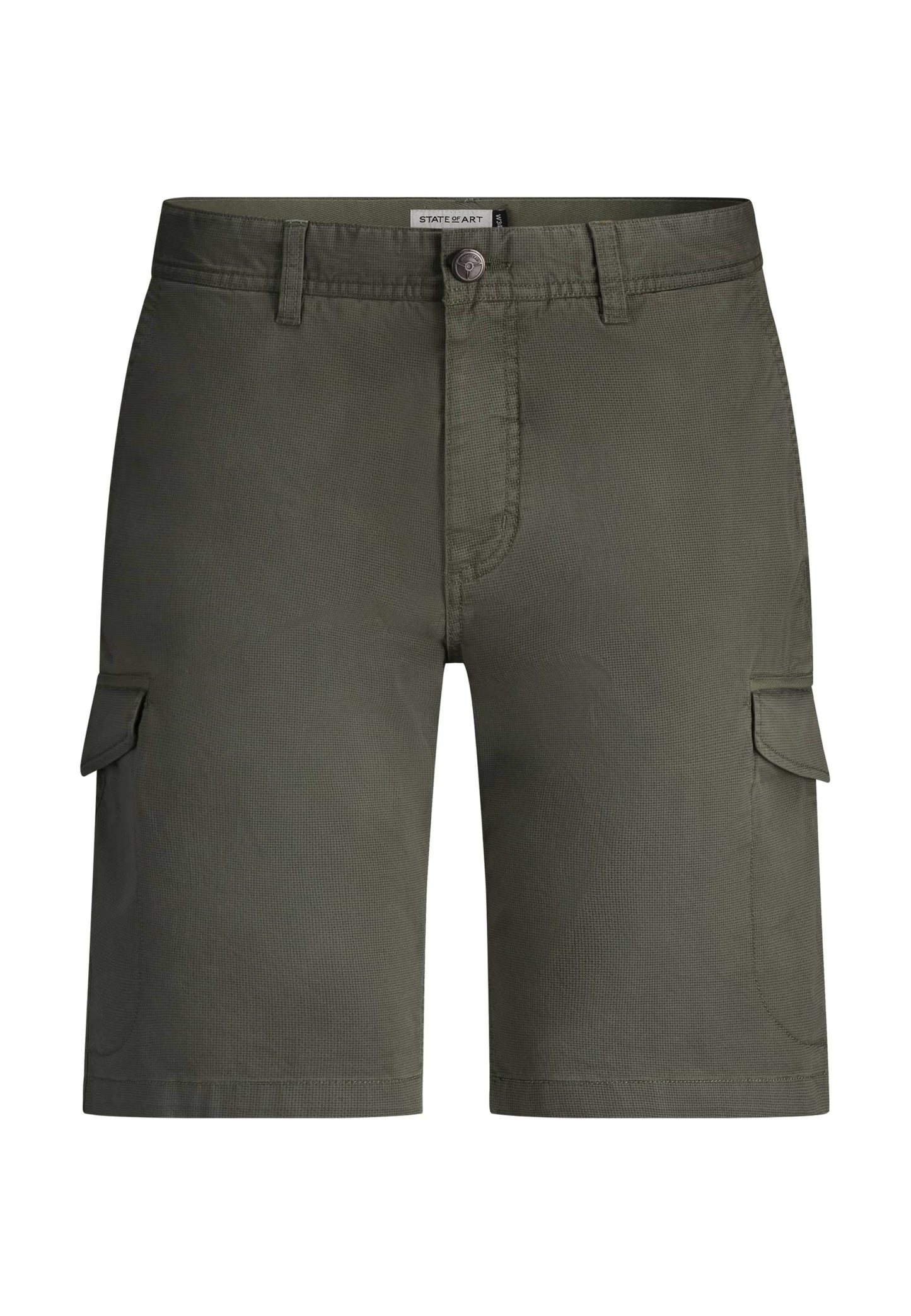 Green structured cotton cargo shorts - 15659/3787