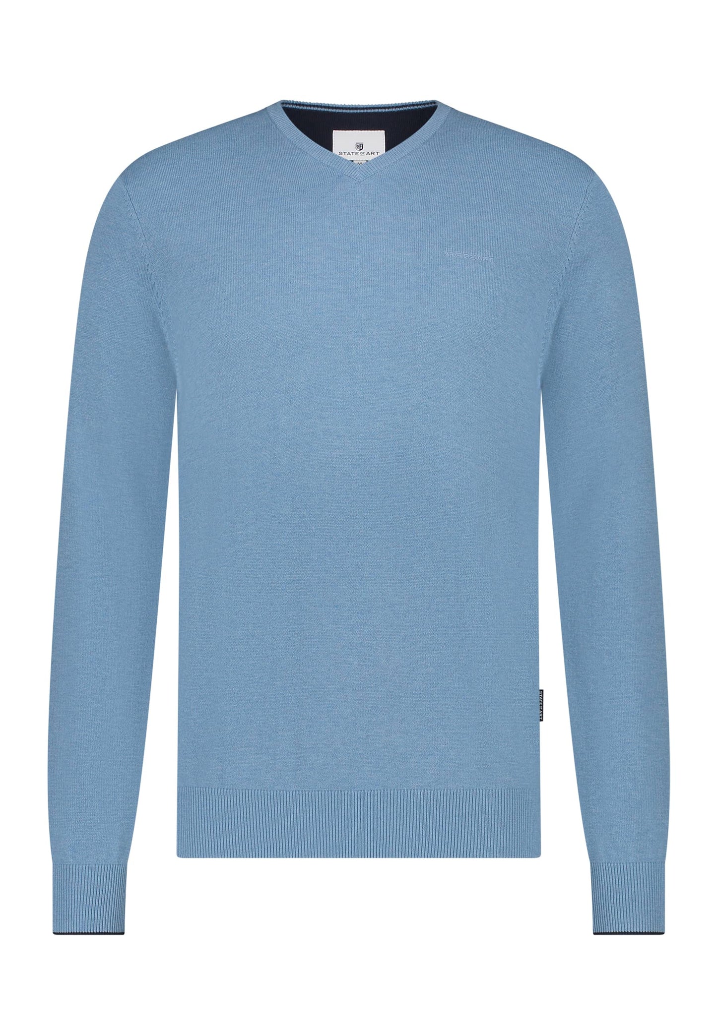 Blauwe katoenen V-hals trui State of Art - 15003/5600
