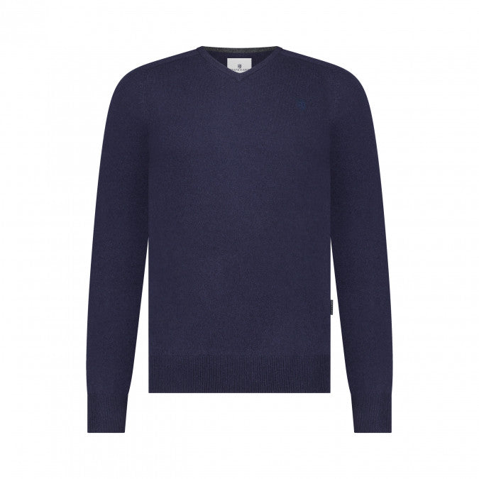 Donkergrijze wollen V-hals pullover State of Art - 23000/9800
