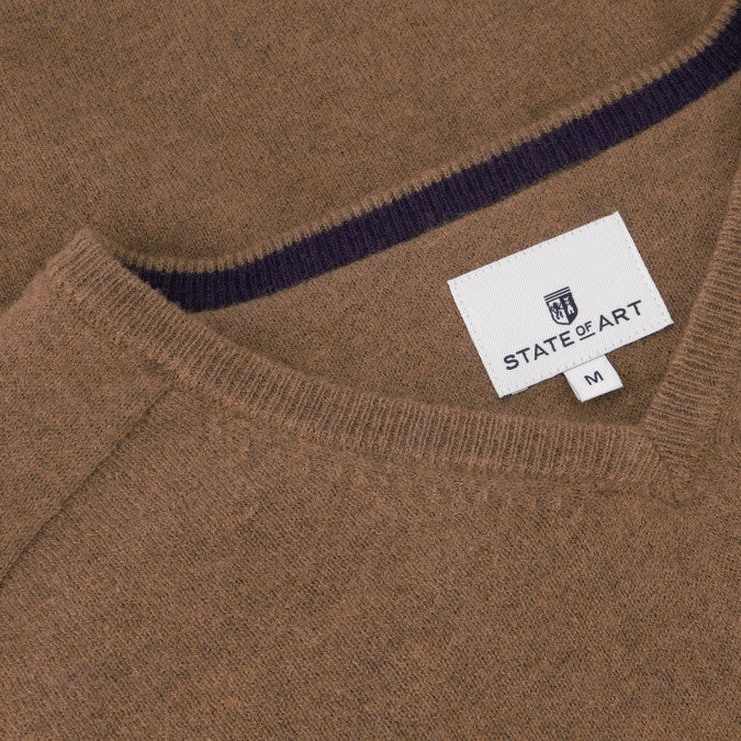 Donkergrijze wollen V-hals pullover State of Art - 23000/9800