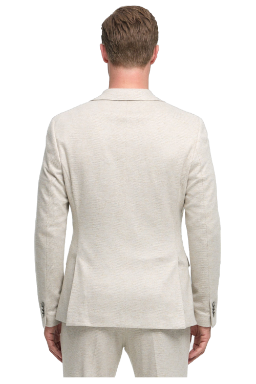 Zandkleurig gestructureerd slim fit jasje Zuitable - 262682/220