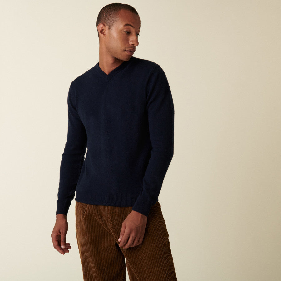 Grey cashmere V-neck pullover Montagut - 622217/8211