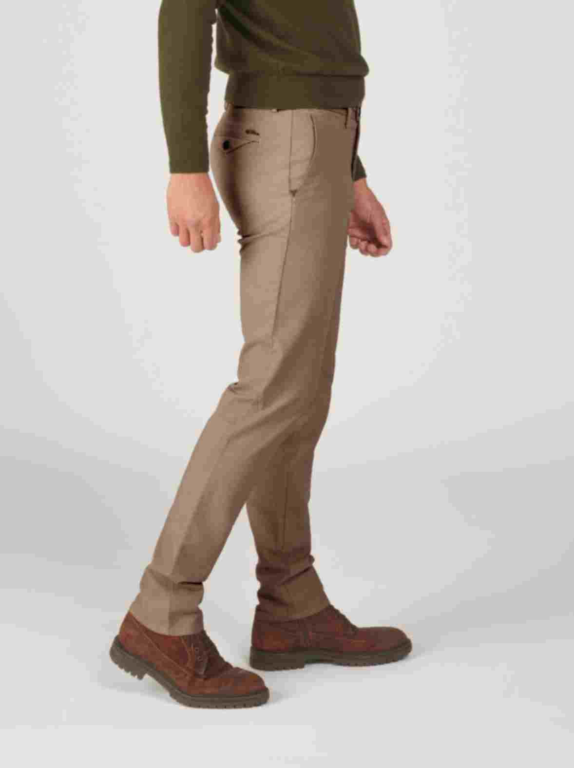 Dark beige cotton structured regular fit trousers Zilton - Magnus-P 28/121