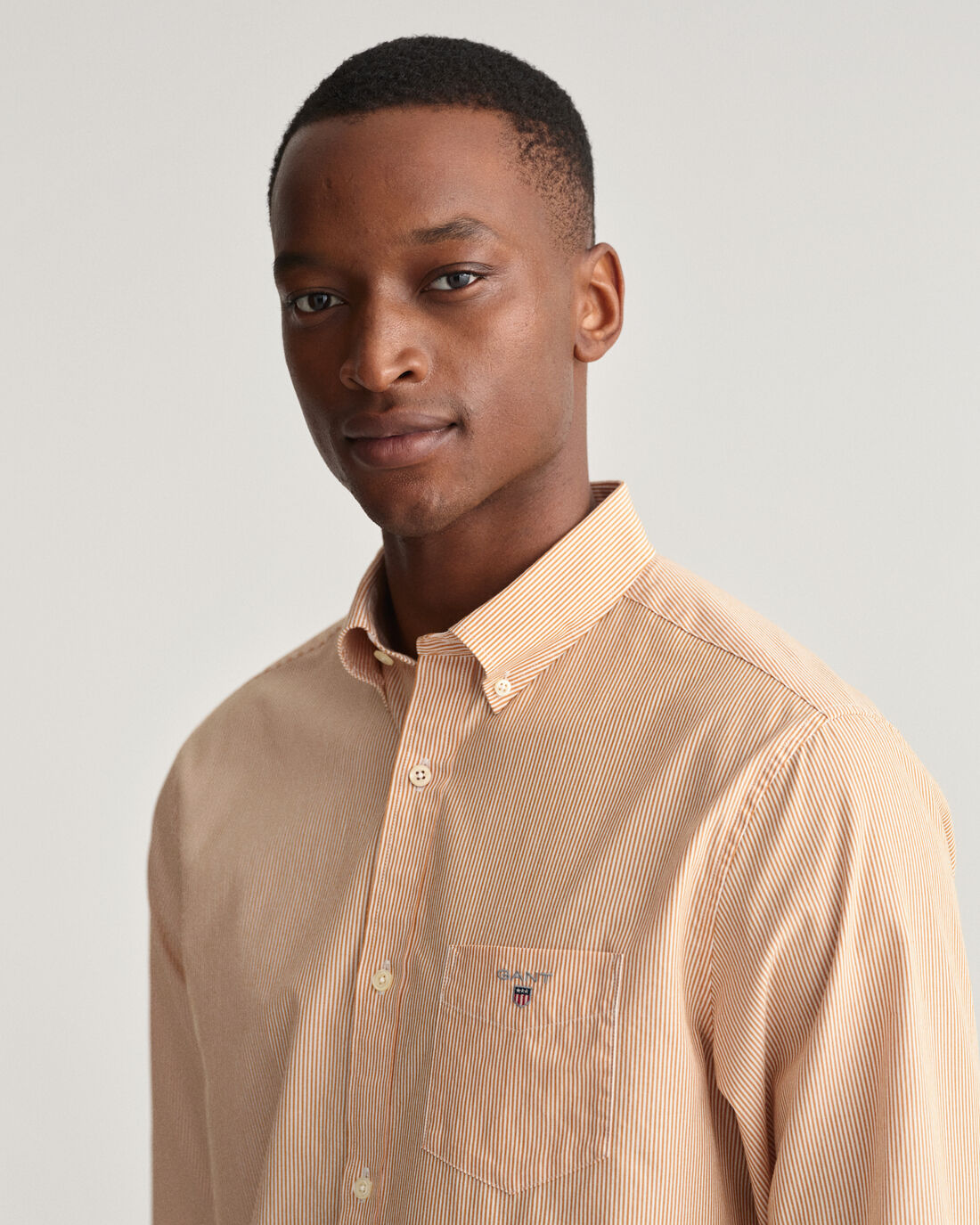 Orange striped hot sale dress shirt