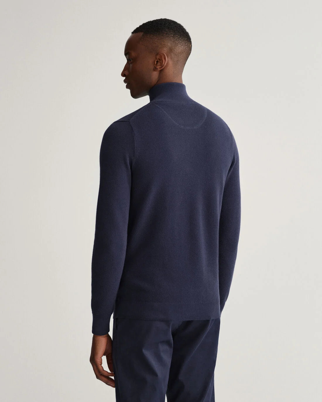 Navy structured cotton halp zip pullover Gant - 8030523/433