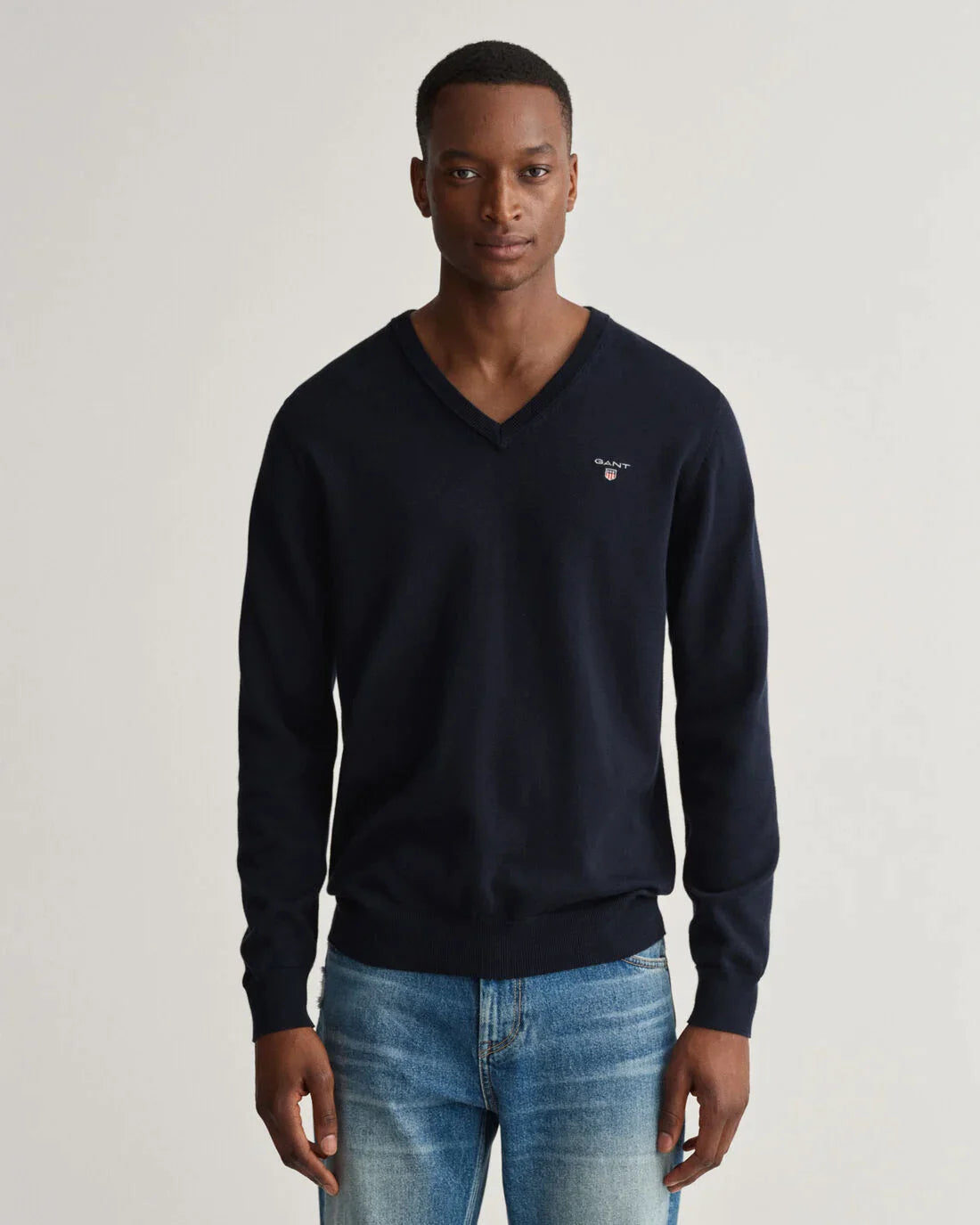 Indigo cotton V-neck pullover Gant - 8030552/902