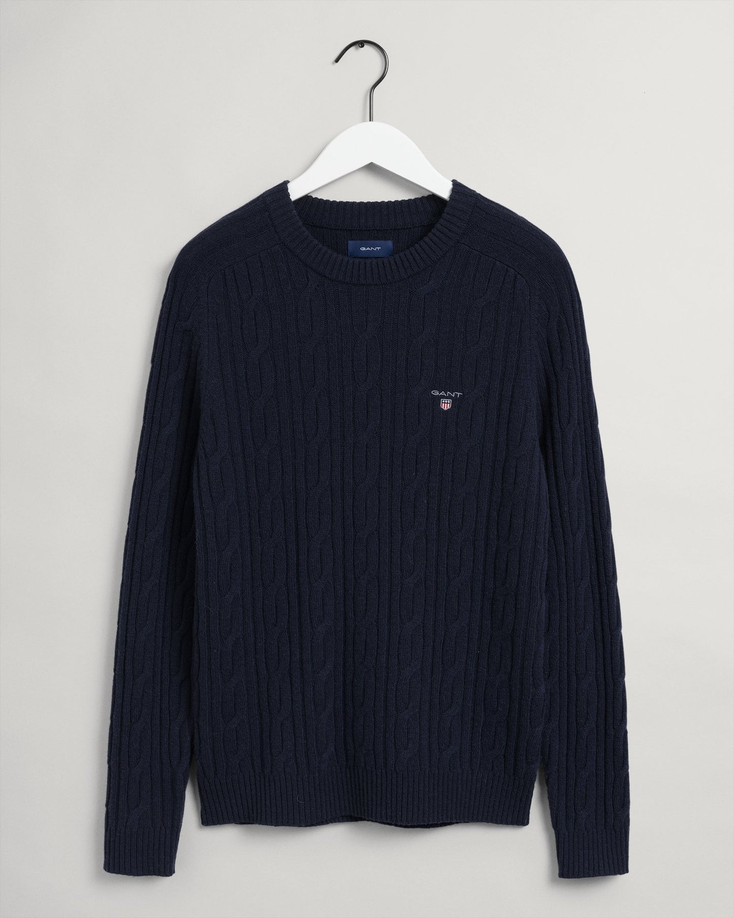 Offwhite wollen kabel ronde hals pullover Gant - 8050123/130