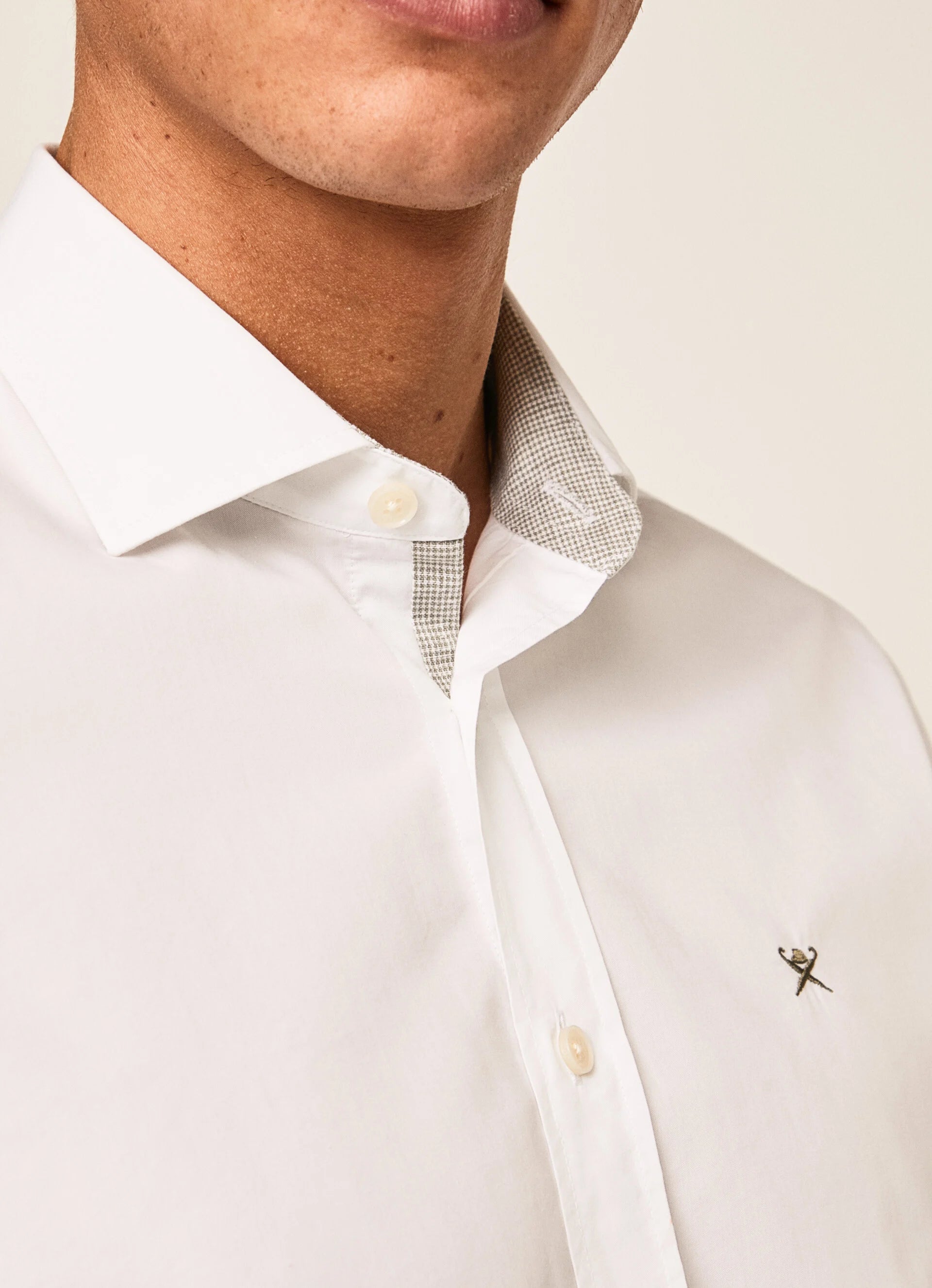 White cotton classic fit shirt Hackett HM309396 800 Dhaene Tailor