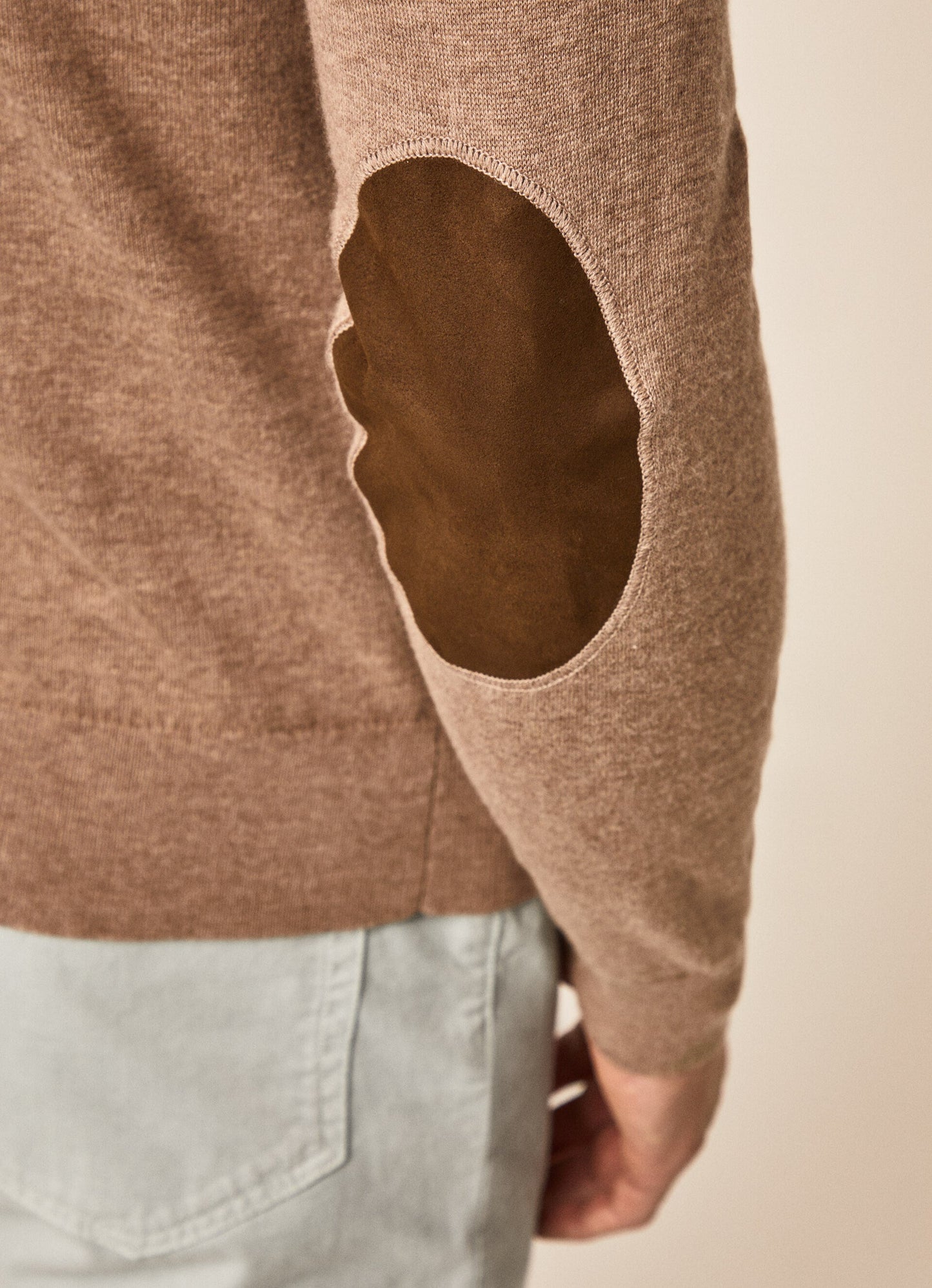 Taupe cotton cashmere crew neck pullover Hackett - HM702923/951