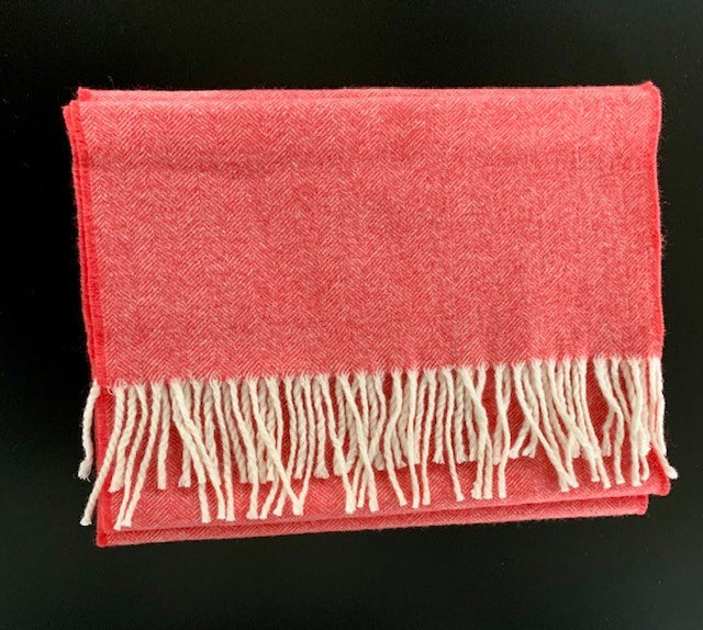 Red herringbone woolen scarf Lana Verde
