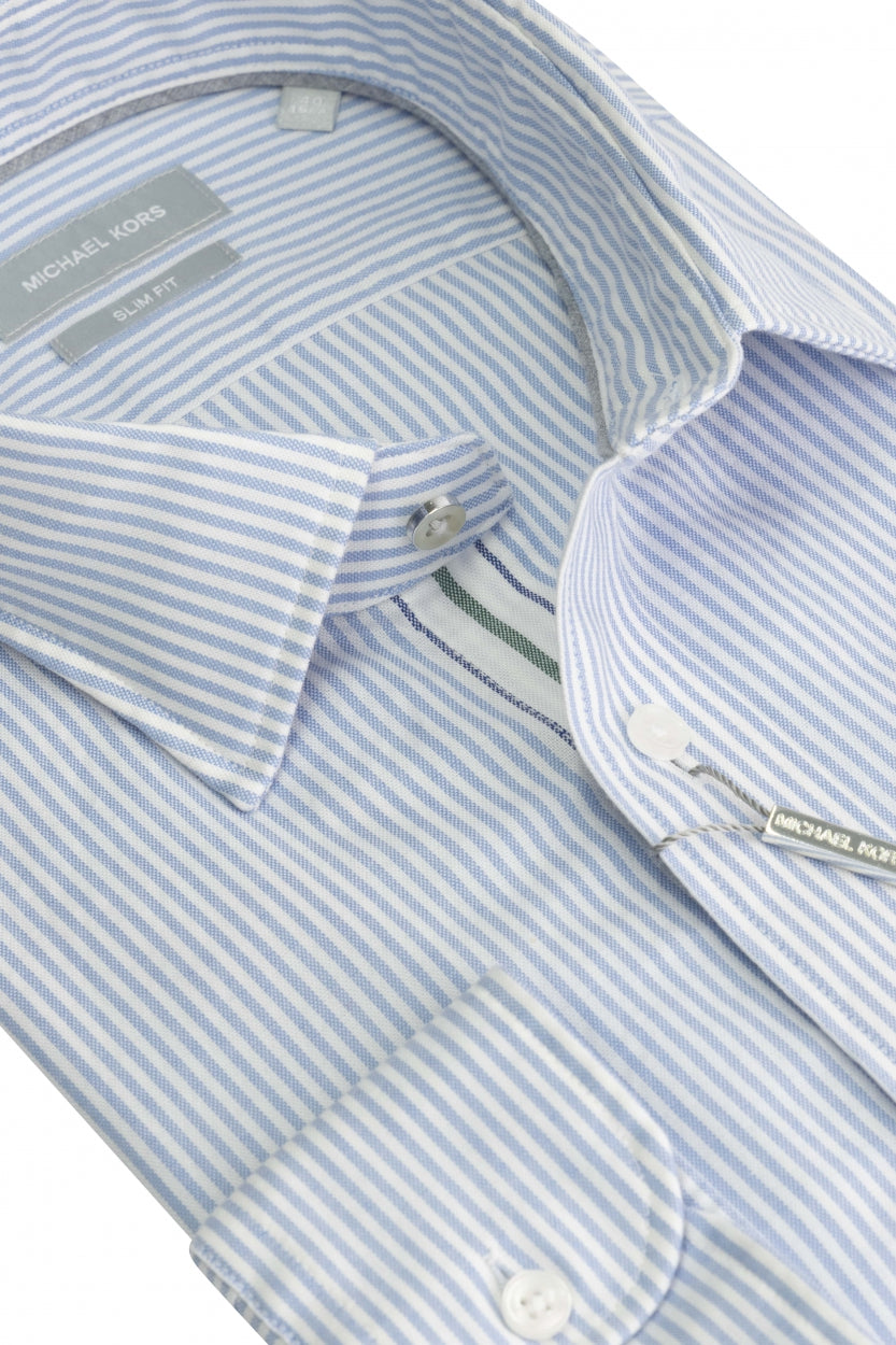 Light blue striped cotton slim fit shirt Michael Kors MK0DA01132 455