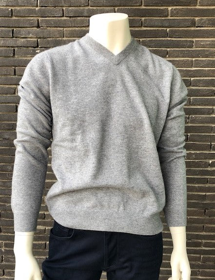 Grey cashmere V-neck pullover Montagut - 622012/7811