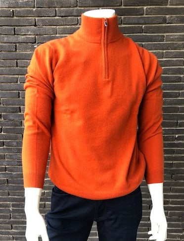 Oranje cashmere pullover met ritsje Maison Montagut - 622019/7916