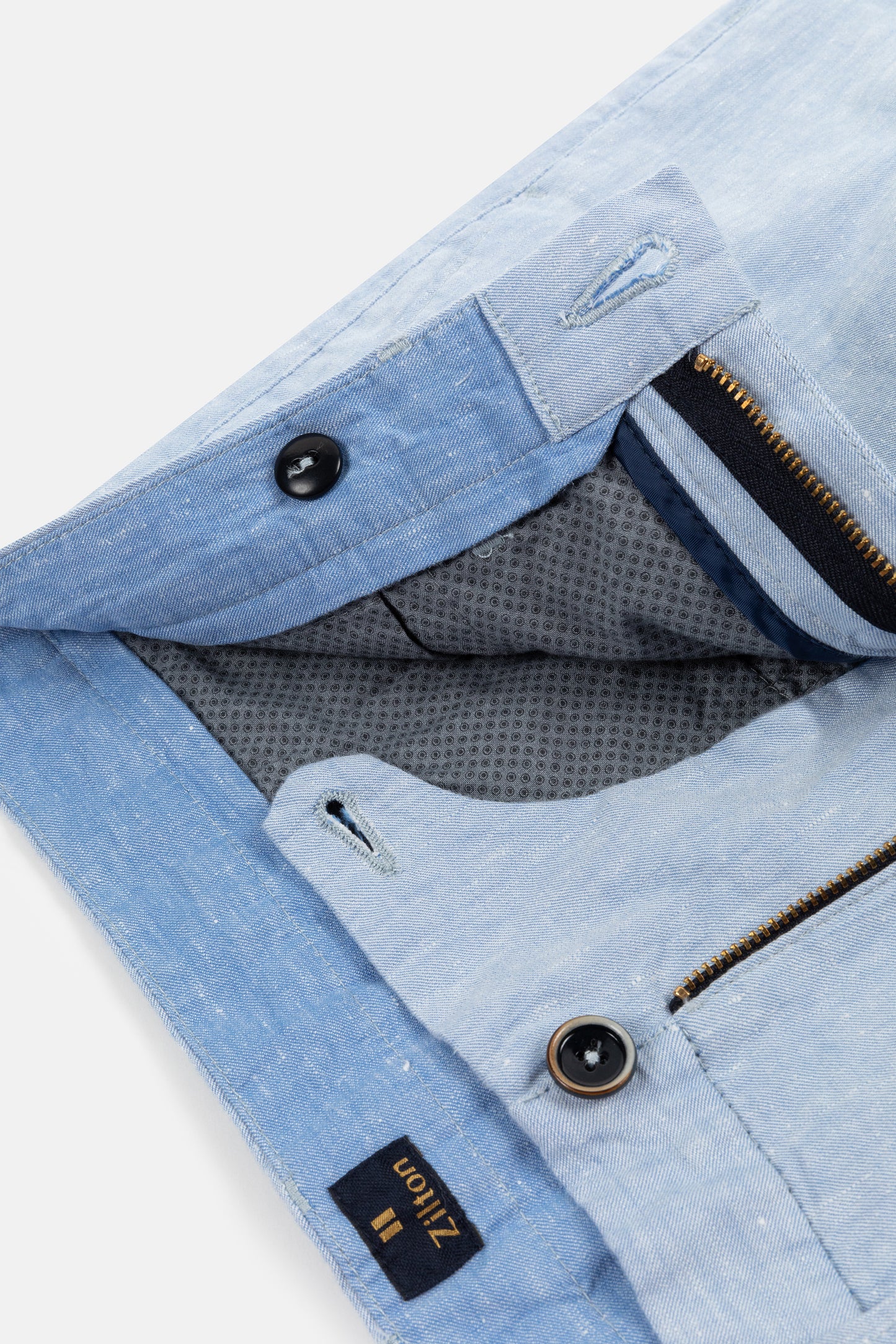 Light blue cotton linnen slim fit trousers Sidney Zilton - 37/303