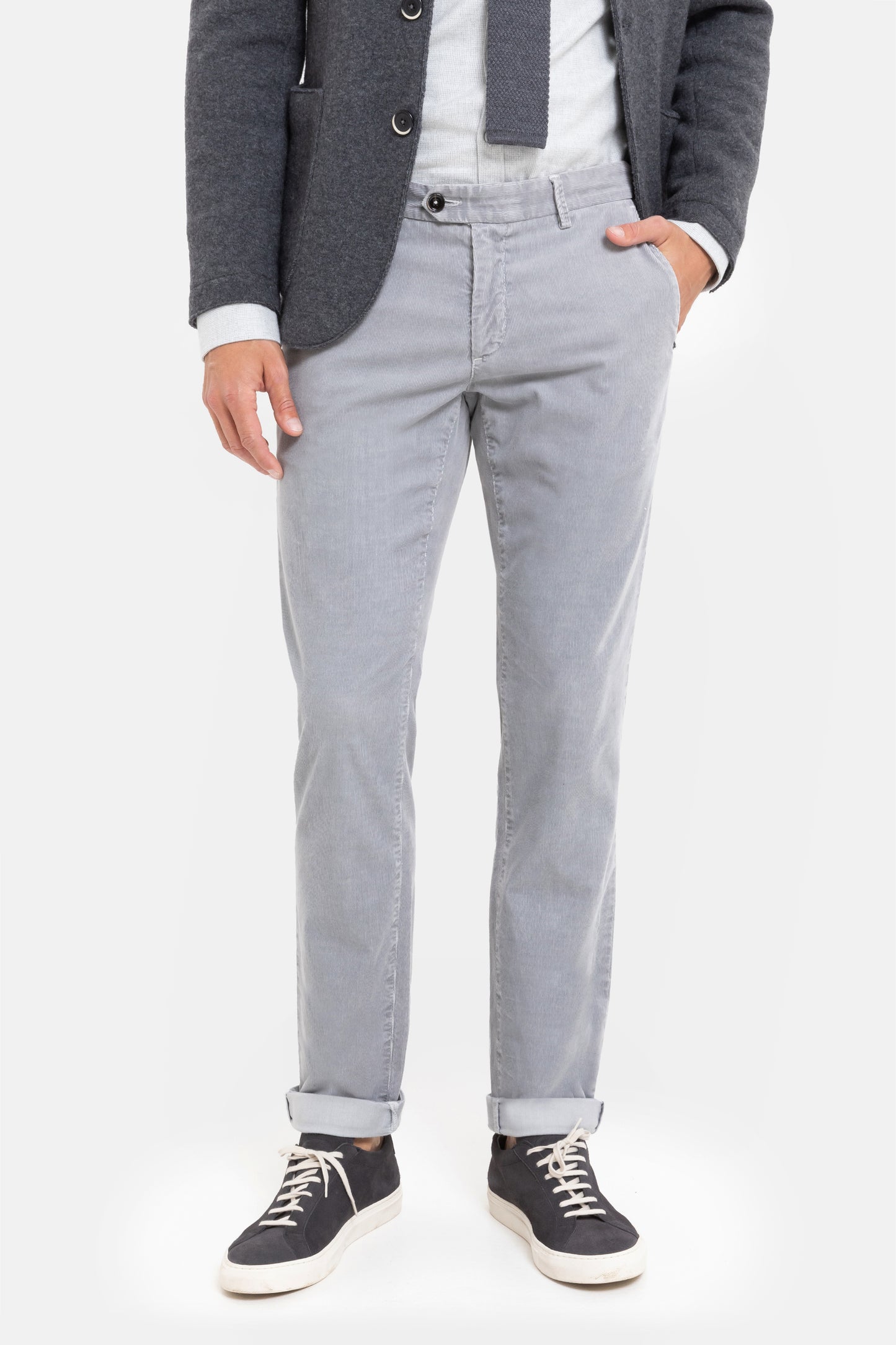 Olijfgroene corduroy slim fit broek Sidney Zilton - 57/563