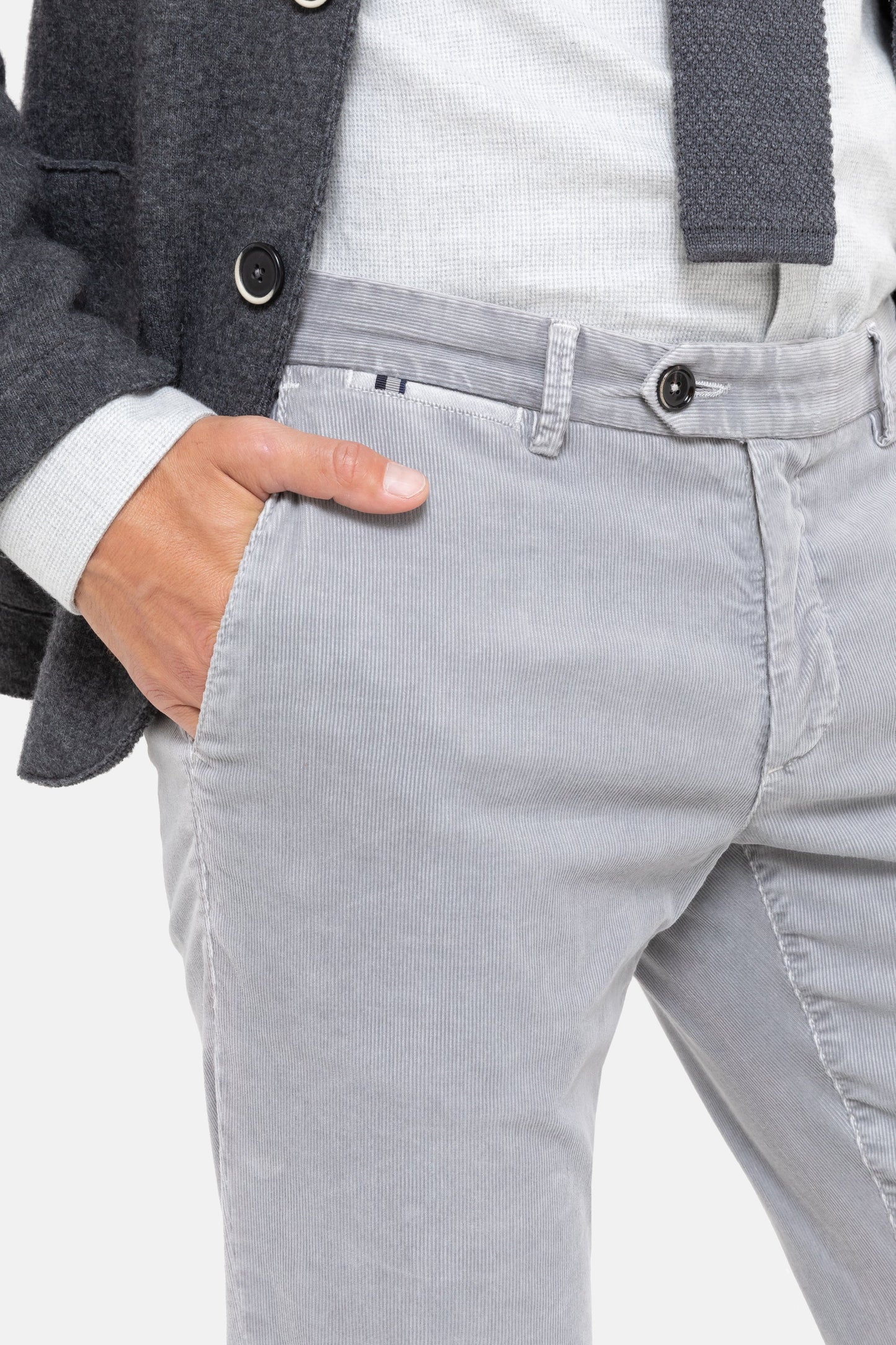 Olijfgroene corduroy slim fit broek Sidney Zilton - 57/563