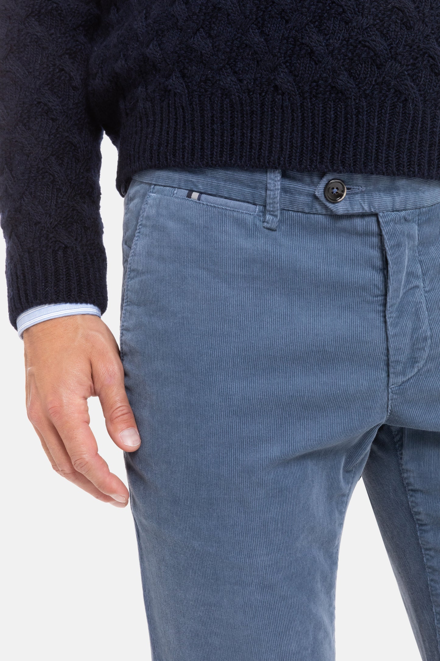 Olijfgroene corduroy slim fit broek Sidney Zilton - 57/563