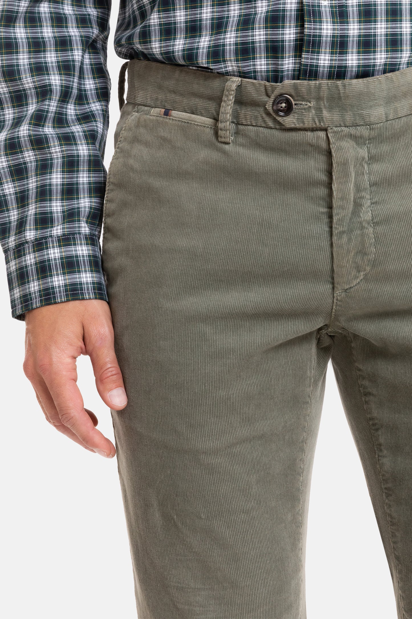 Olijfgroene corduroy slim fit broek Sidney Zilton - 57/563