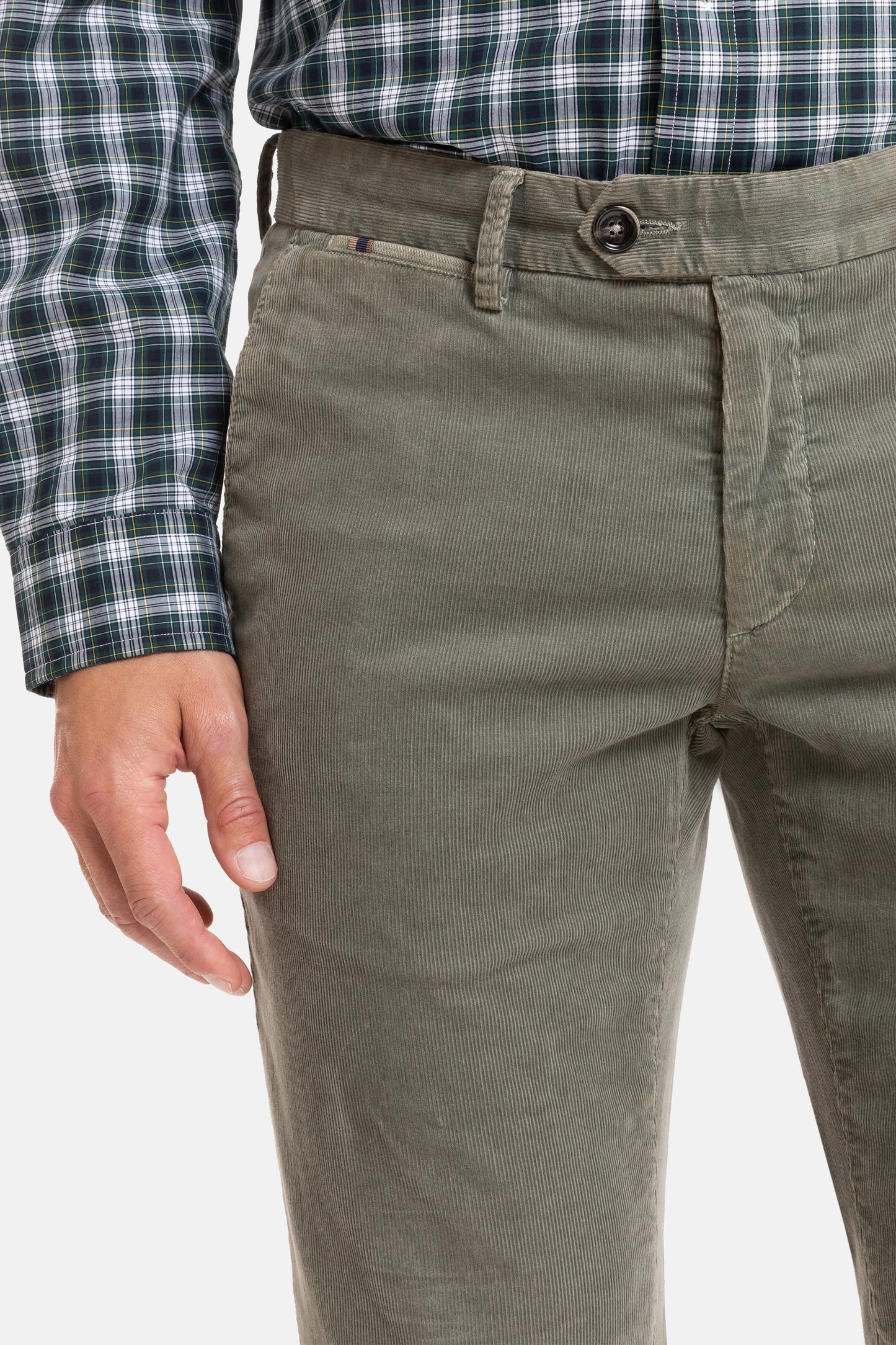 Olijfgroene corduroy slim fit broek Sidney Zilton - 57/563