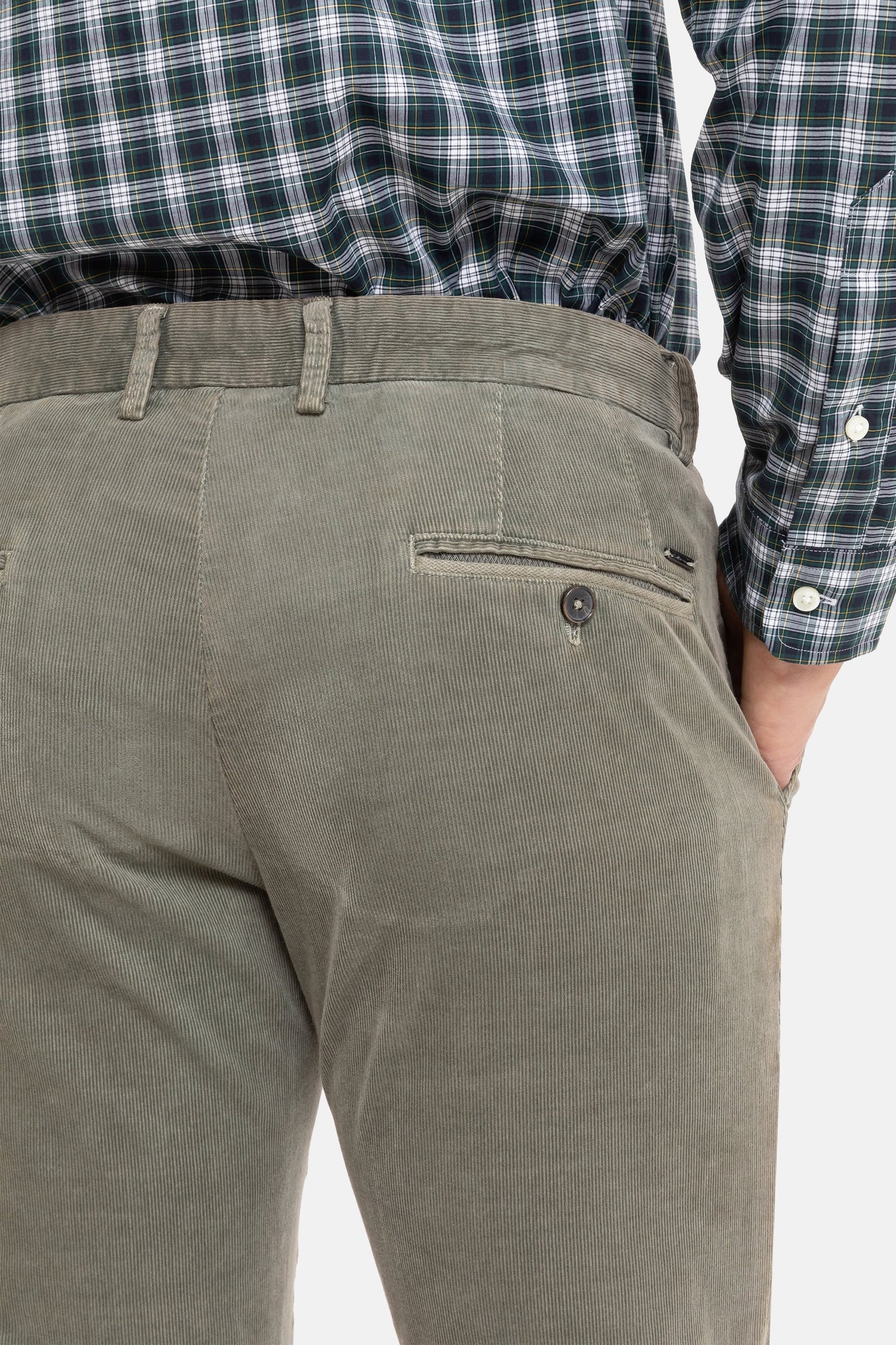 Olijfgroene corduroy slim fit broek Sidney Zilton - 57/563