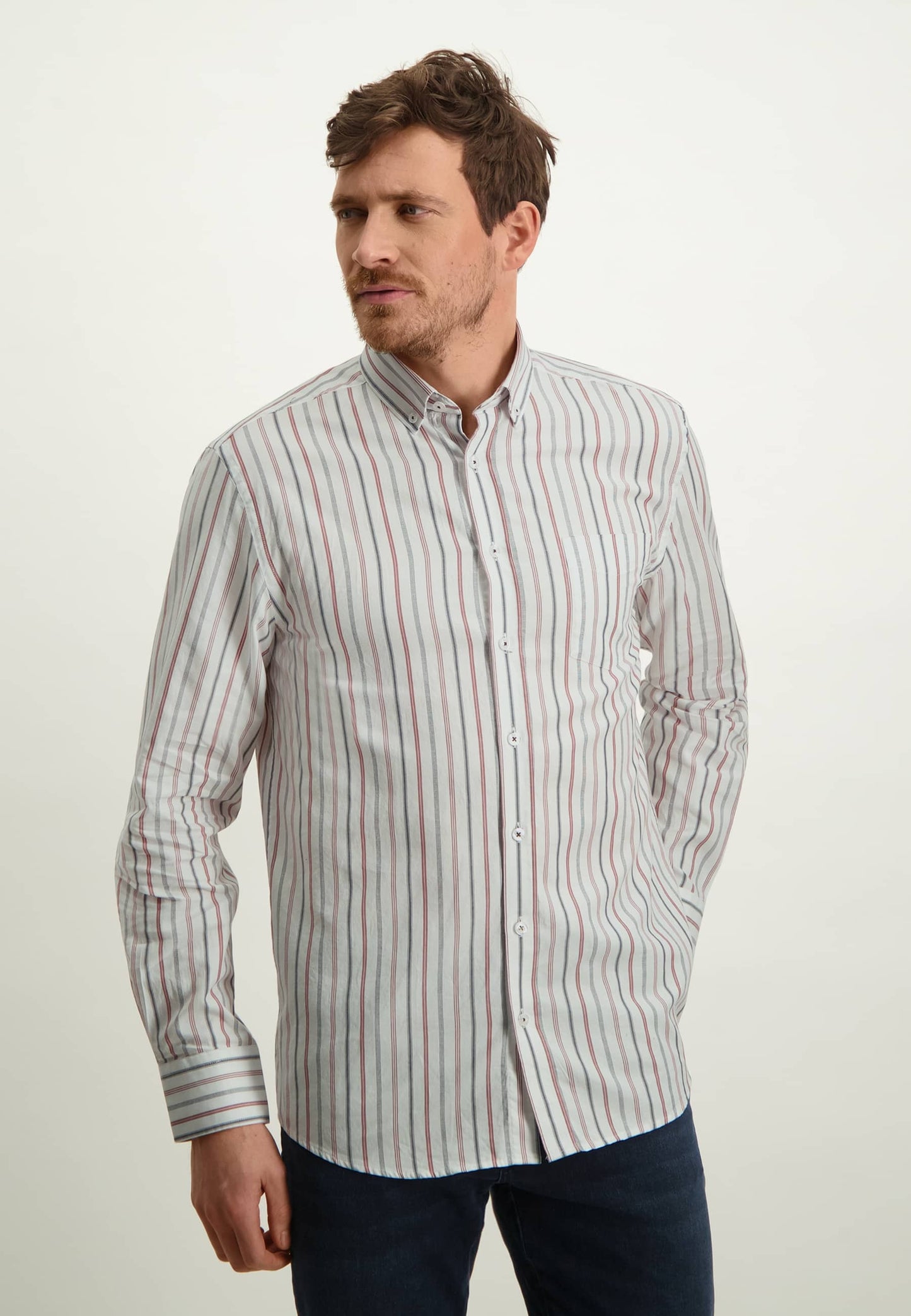 Red striped cotton regular fit shirt State of Art - 13224/1129