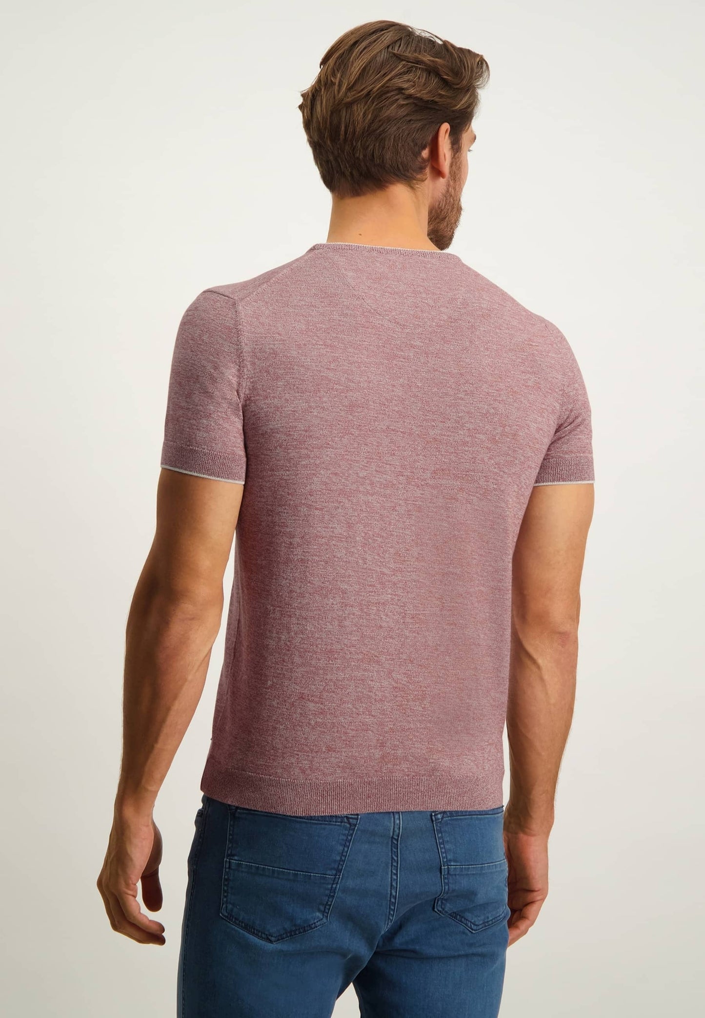 Brick red short sleeve cotton pullover State of Art - 13059/2992