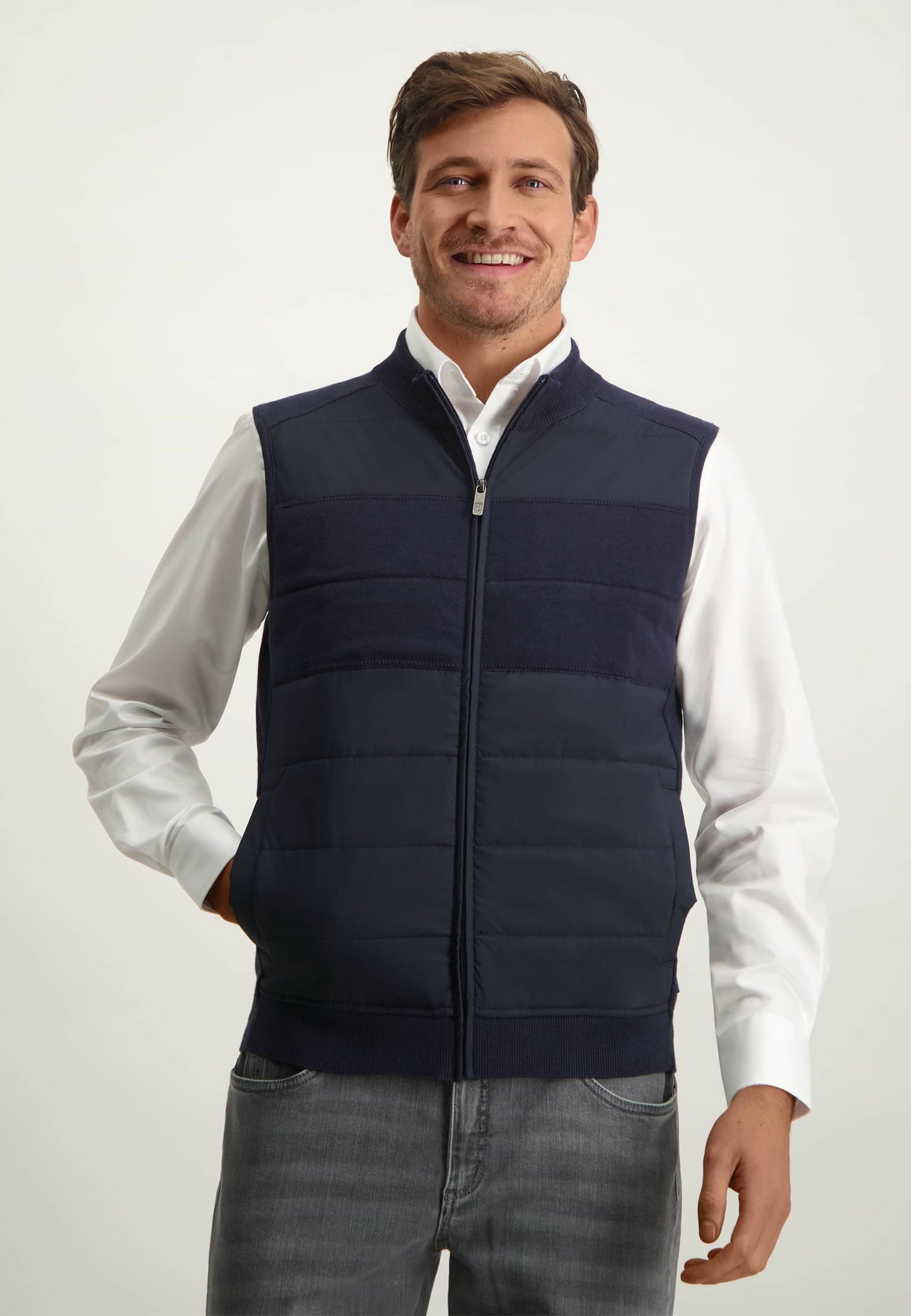 Navy cotton sleeveless cardigan State of Art - 13010/5900