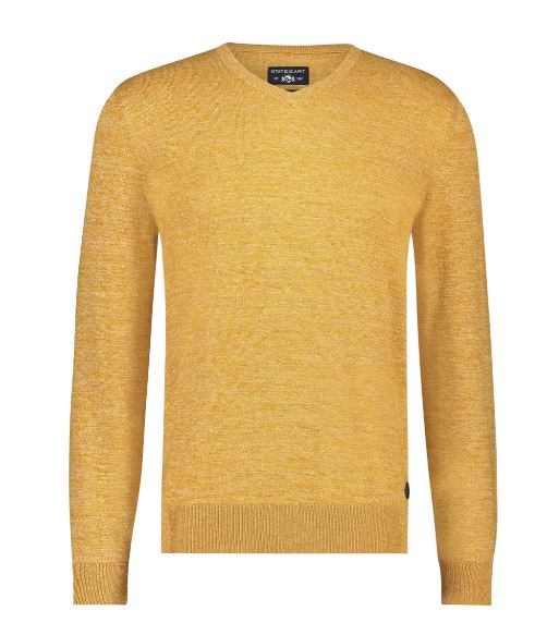 Blue faux-uni cotton V-neck pullover State of Art - 11150/5356
