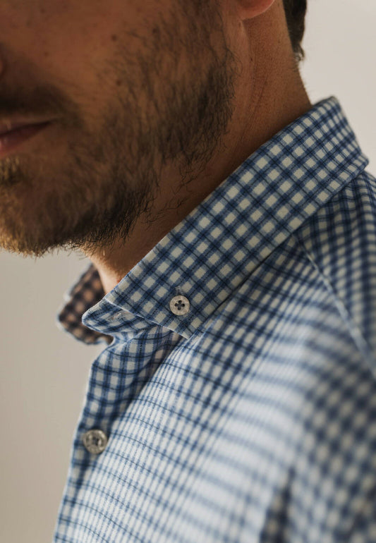 Blauw geruit katoenen regular fit overhemd State of Art - 24262/5211