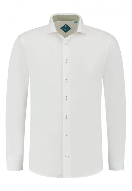 White slim fit performance shirt with green accent District Indigo - 7.21.025.750/006