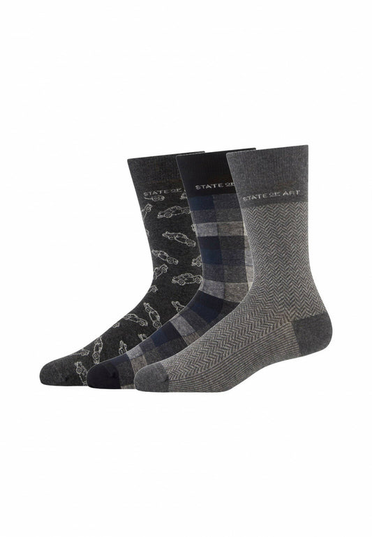 Grey set of 3 pairs of socks State of Art - 90252