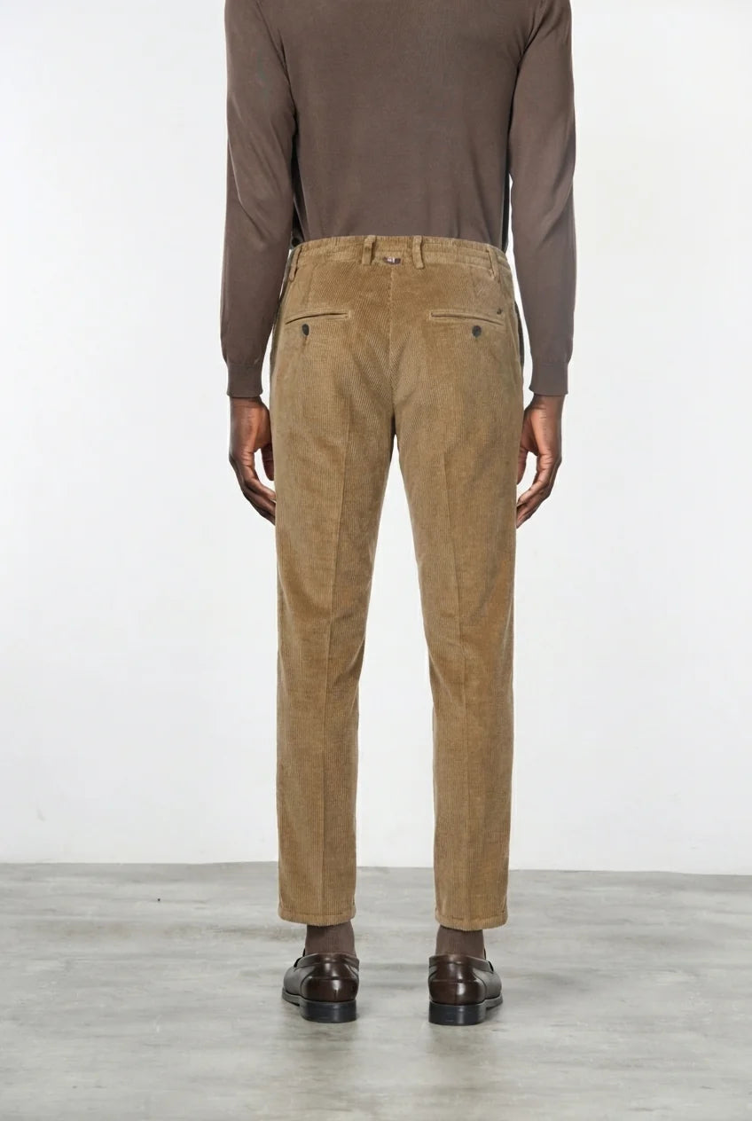Beige corduroy slim fit broek Mason's - Torino VBE014/341