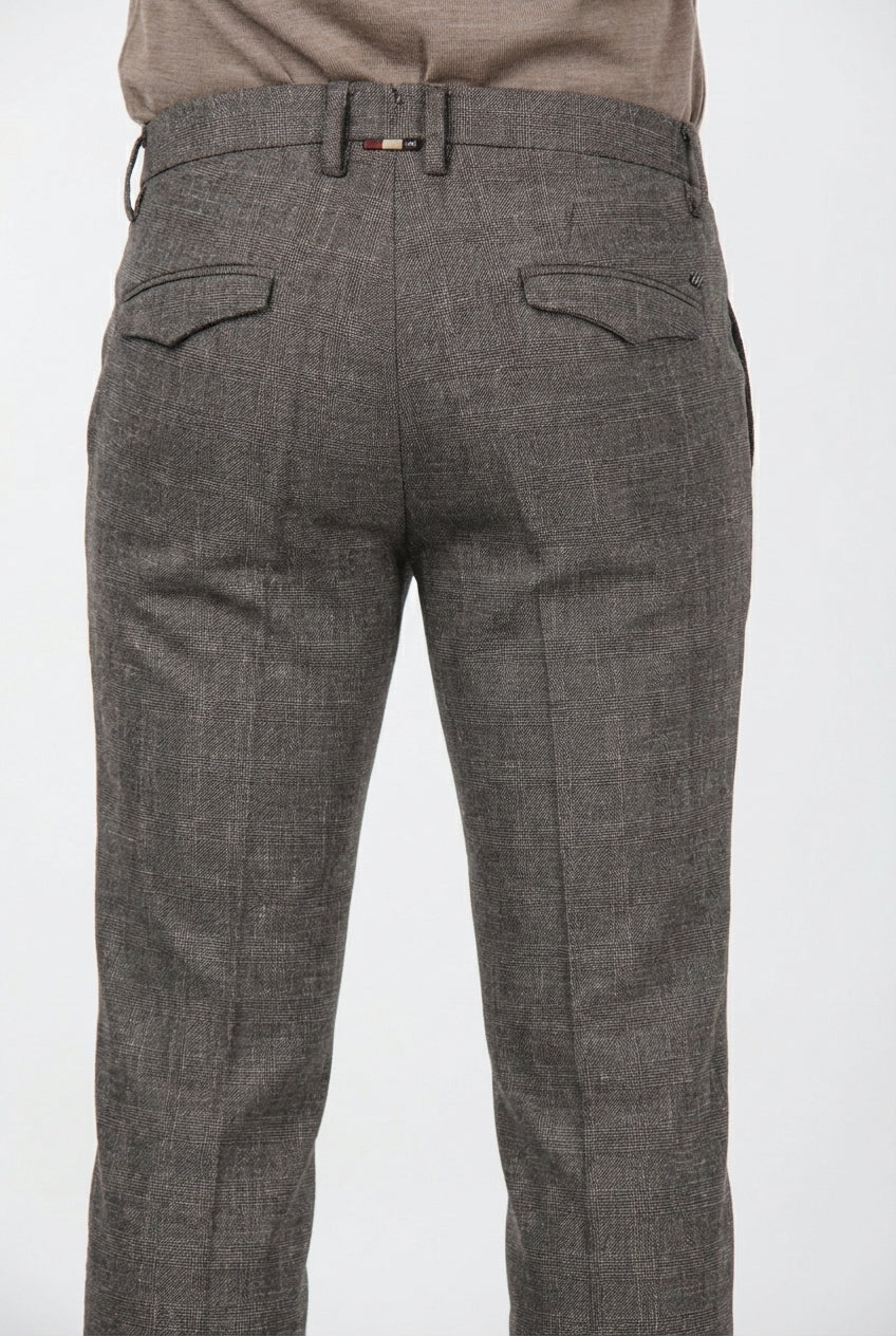 Brown checkered cotton slim fit trousers Mason's - Torino CTE355/045