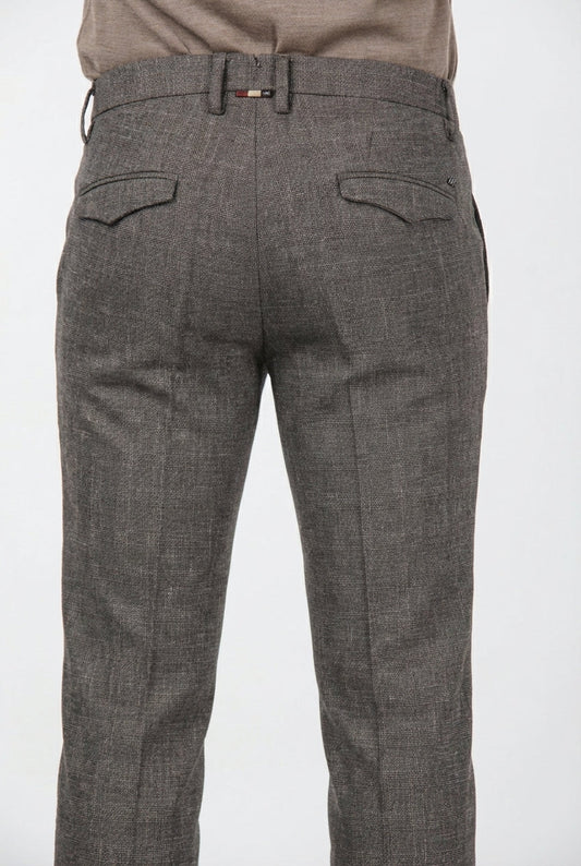 Brown checkered cotton slim fit trousers Mason's - Torino CTE355/045