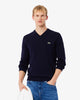 Navy cotton V-neck pullover Lacoste - AH1951-61/166