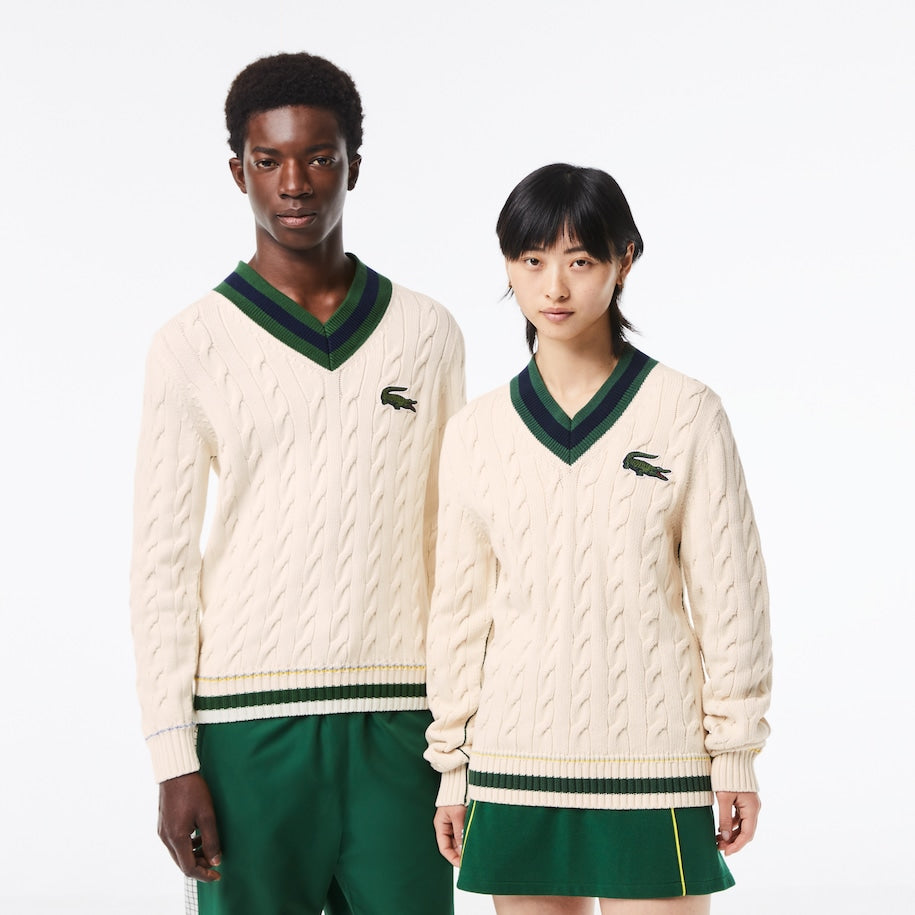 Offwhite cotton cable pullover Lacoste - AH6448/R1T