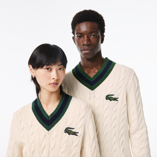 Offwhite cotton cable pullover Lacoste - AH6448/R1T