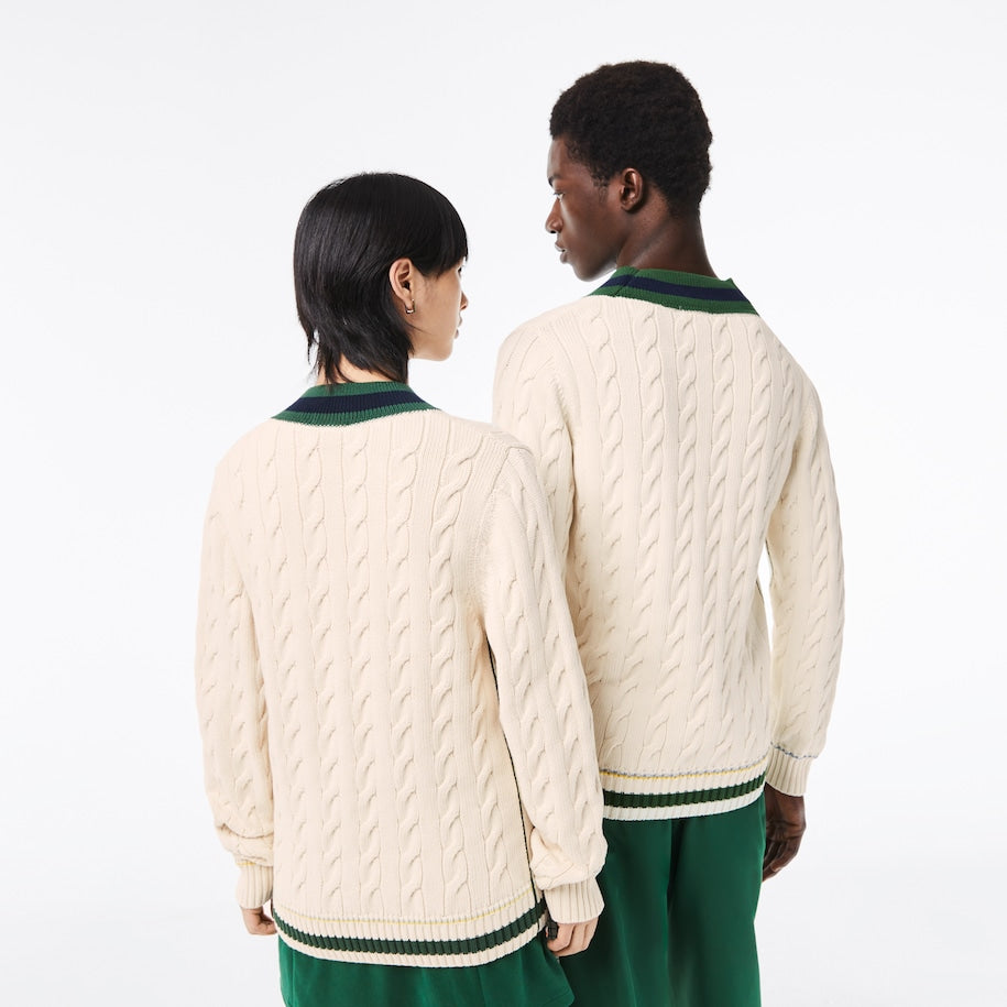 Offwhite cotton cable pullover Lacoste - AH6448/R1T