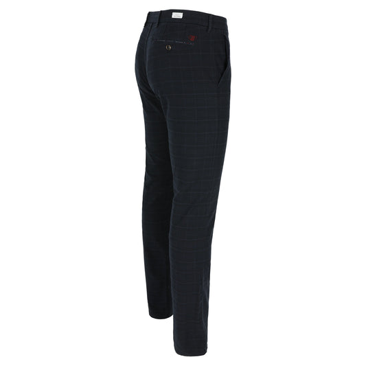 Navy checkered cotton slim fit trousers Atelier Noterman - 1674/210