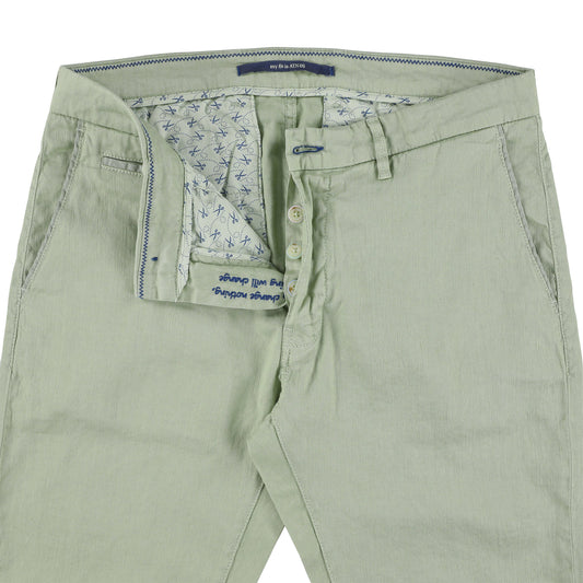 Green cotton linnen slim fit trousers Atelier Noterman - 1762/753
