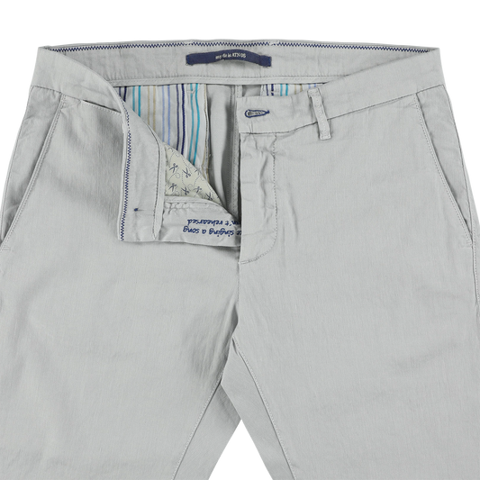 Light grey cotton linnen slim fit trousers Atelier Noterman - ATN05-A76 1762/924