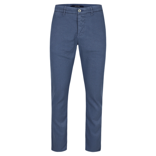 Blauwe katoenen linnen slim fit broek Atelier Noterman - ATN05-A84 1762/233