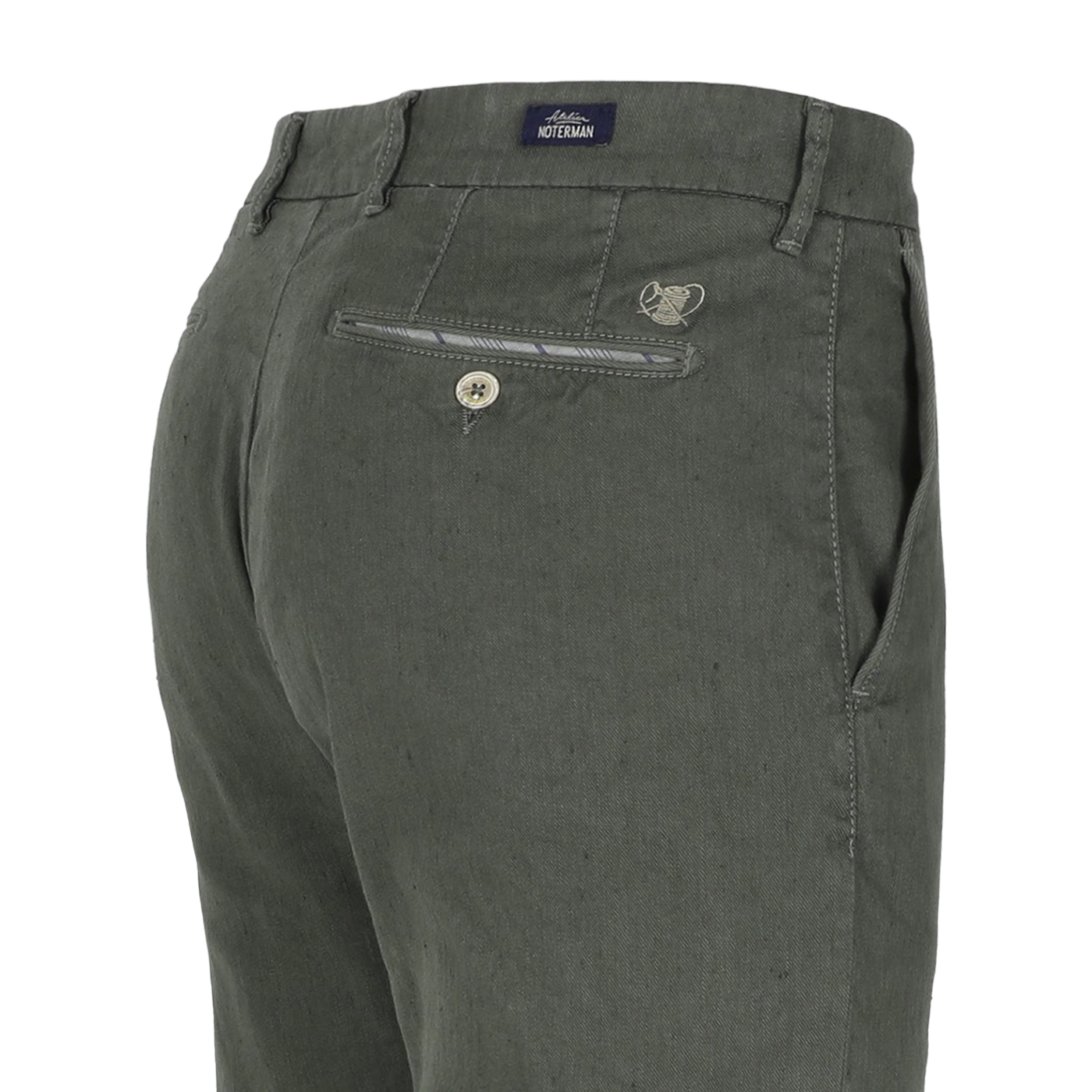 Groene katoenen linnen slim fit broek Atelier Noterman - ATN05-A84 1762/348