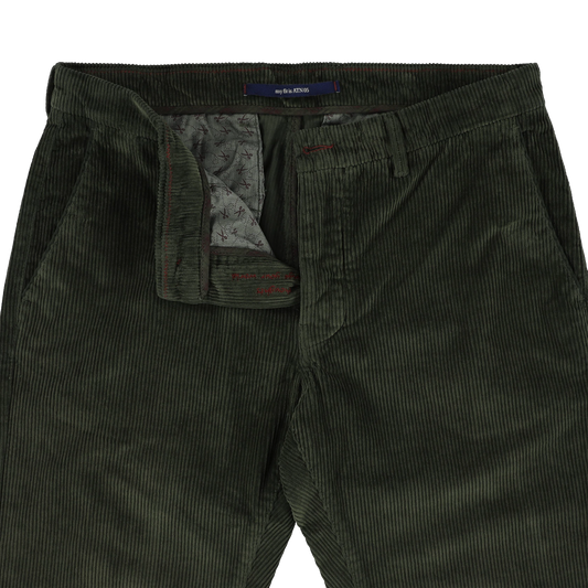 Donkergroene corduroy slim fit broek Atelier Noterman - ATN05-A89 2052/333