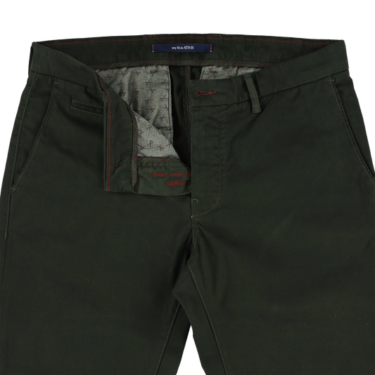 Donkergroene katoenen slim fit broek Atelier Noterman - ATN05-A89 2049/333