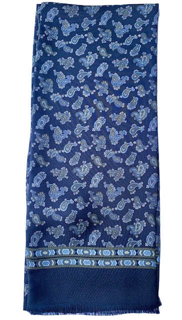 Blauwe zijden sjaal met paisley City Sport - 871730-2-4-6